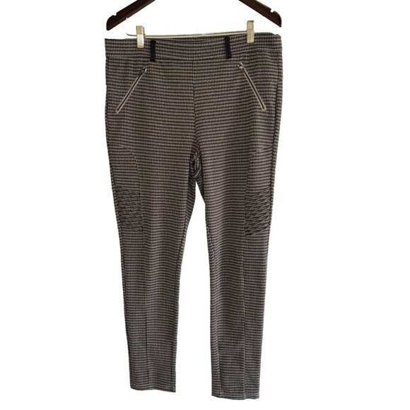 CLEO chino pants houndstooth, large, zipered, faux leather, brown & black - Picture 3 of 13